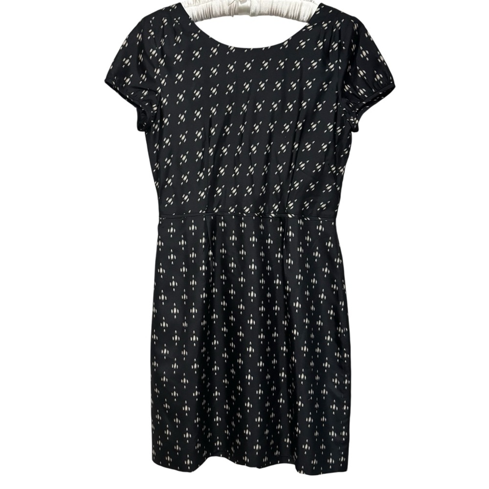 J. Crew Short Sleeve Silk Mini Dress Size 6 Abstract Polka Dots Print Scoop Neck - Picture 6 of 10